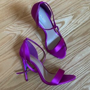 Aldo Fuchsia Satin Strappy High Heel Sandals
